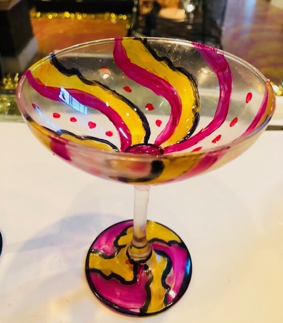 Handpainted Artemis gallery Martini glasses
Acrylic paints cast in fiberglass Handpainted Artemis gallery Martini glasses
Acrylic paints cast in fiberglass