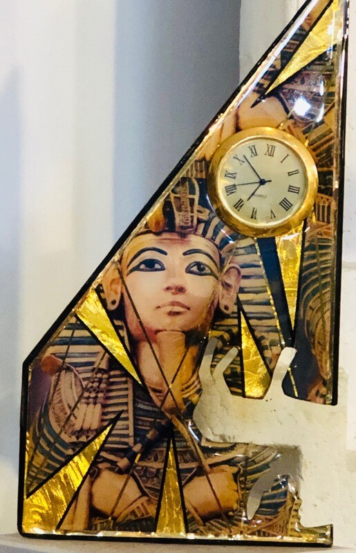 Ziggurat Egyptian Clock with Pharaoh & Gold Foils