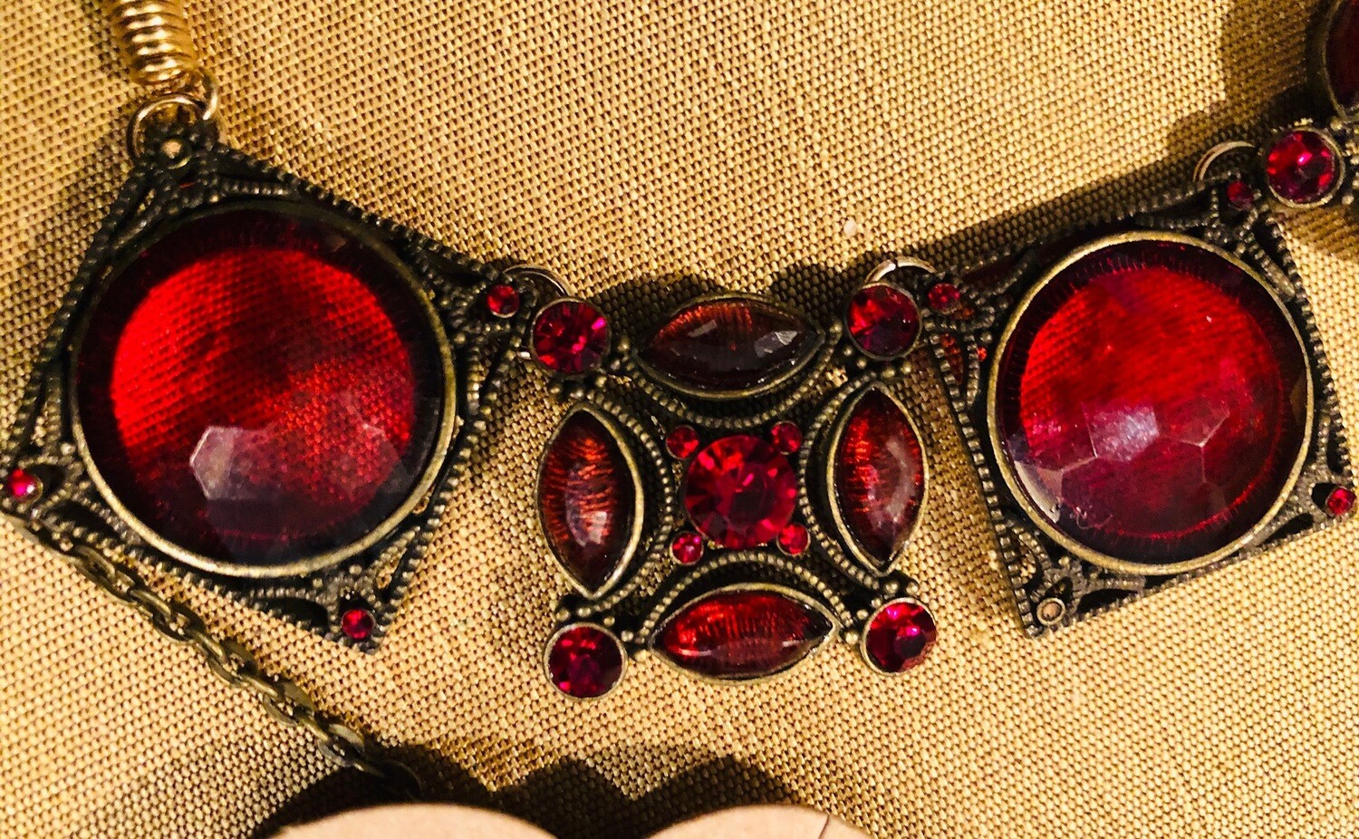 Antique Garnet Crystals set in bronze from 1920's Antique Garnet Crystals set in bronze from 1920's