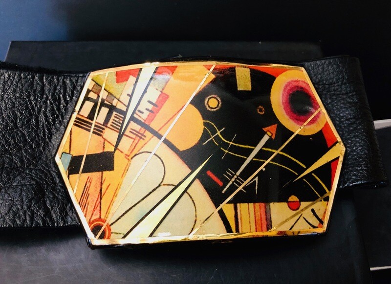 Art Deco Kandinsky Belt Buckle & Black leather belt Art Deco Kandinsky Belt Buckle & Black leather belt