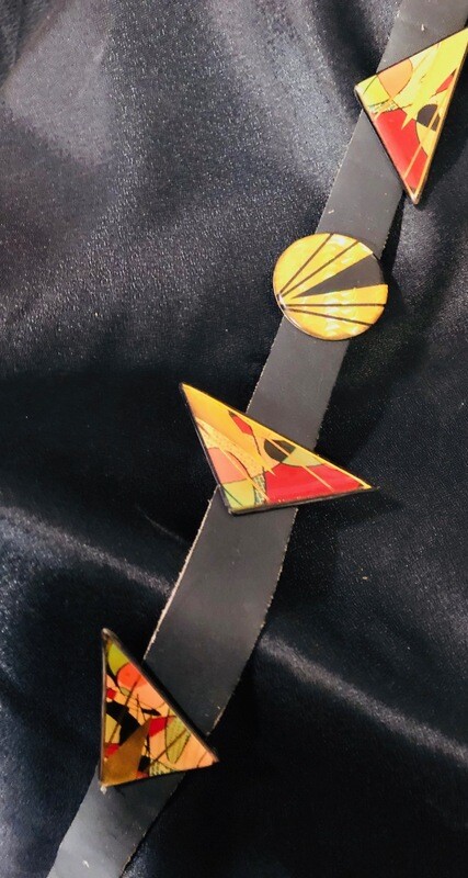 Art Deco Western Concho Belt on leather Art Deco Western Concho Belt on leather