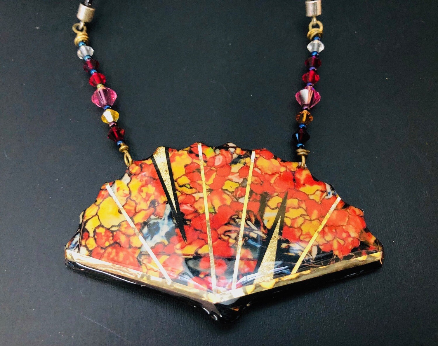 Tiffany Fan shape necklace with Crystals