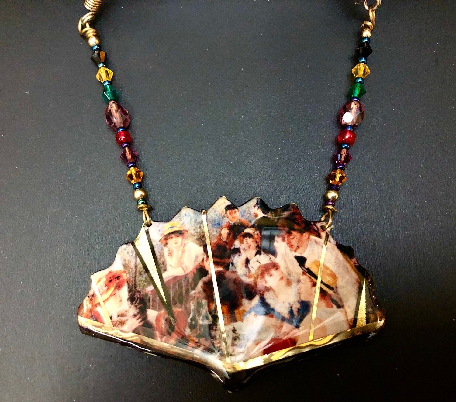 Renoir Fan shape necklace with Crystals