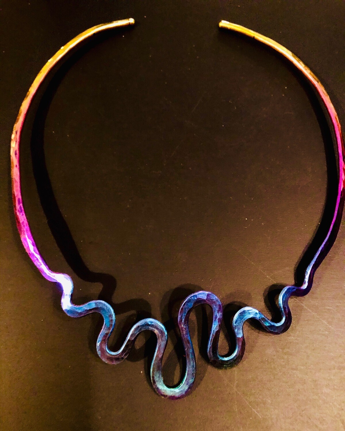 Hammered Niobium metal collars by John Sosnowsky Hammered Niobium metal collars by John Sosnowsky