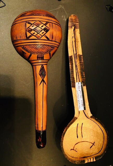 African carved Gourds with scafitto-Spoon