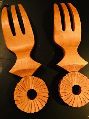 Hand Carved Wooden Salad Forks by Debbie Fanelli