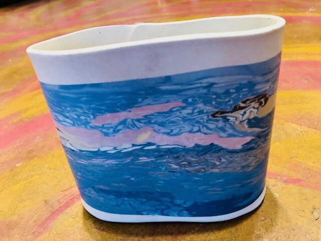 Millefiore Ceramic Cups & Container by Lee Rubenstein Millefiore Ceramic Cups & Container by Lee Rubenstein