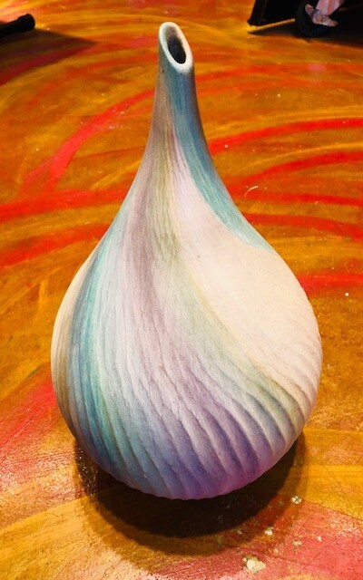 Cone shaped spiral ball ceramic sculptures by Sandy & Missy Kaolin