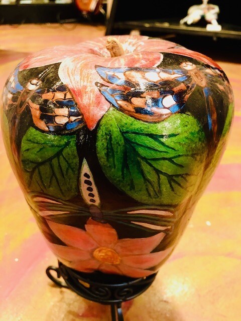 Hand-Painted Vegetable Gourds by Sharon Leigh of VA. Hand-Painted Vegetable Gourds by Sharon Leigh of VA.