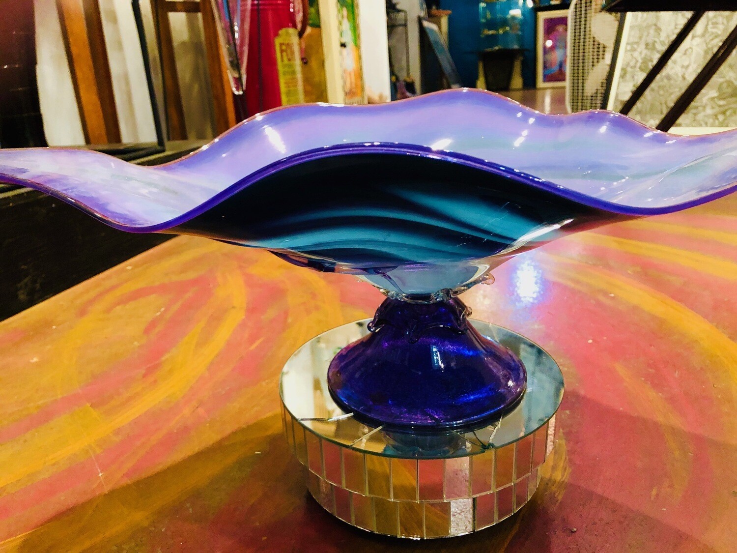 Large Floating Purple/blue Glass bowl-Chip hall
