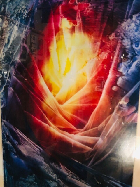 Fingerpaints and  Guache on card stock board by street artist in Key West, Florida