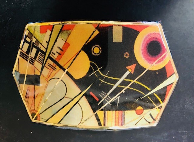 Art Deco Trapezoid Kandinsky Belt Buckle & Black leather belt