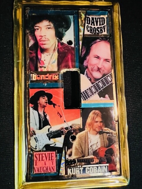 Dead Guitar Heroes; switchplate
Crosby;Hendricks;Stevie VanZandt;Curt Cobain Dead Guitar Heroes; switchplate
Crosby;Hendricks;Stevie VanZandt;Curt Cobain