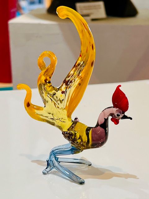 ! Mini Glass Creatures Red Yellow Rooster !