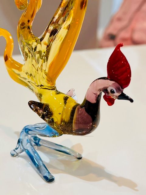 Red Yellow Green Rooster mini animals flameworked