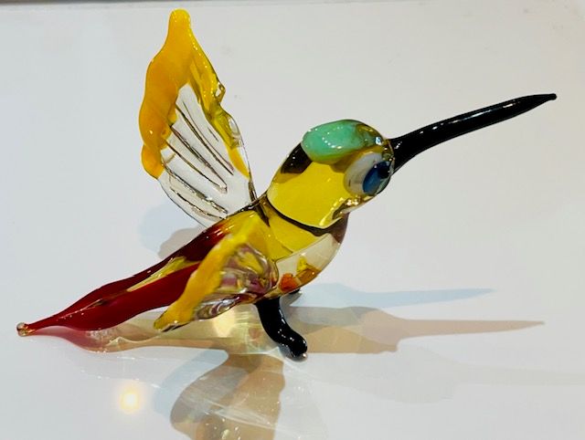 Mini Glass Creatures Yellow Green Hummingbird