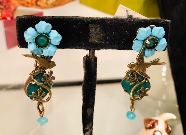 SOLD..Sterling & turquoise stones earrings