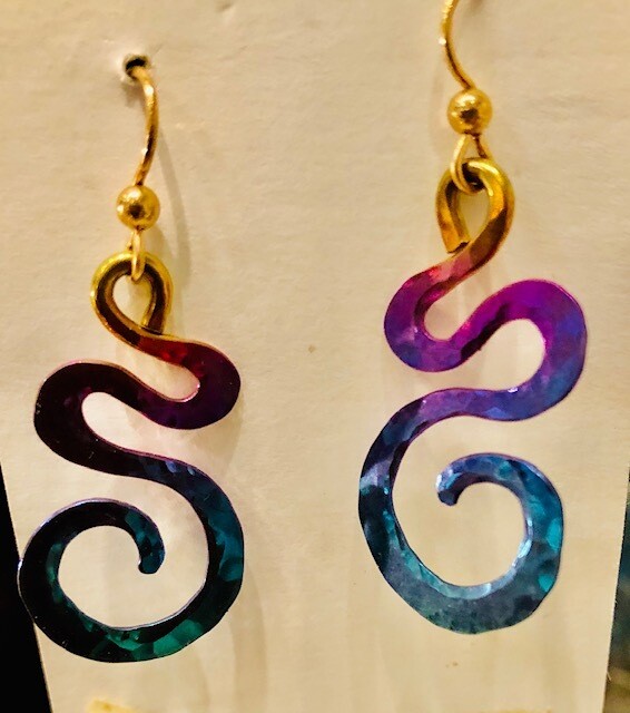 SOLD !!Hammered Niobium Metal earrings & necklace