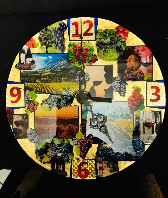 SOLD Multi-Color Wine & Grapes Wall Clock