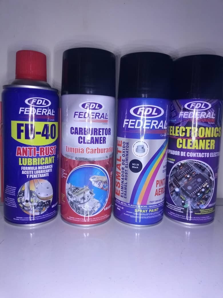 Combo Formula mecanica, limpia carburador, puntura spray negra, limpia contacto electronico