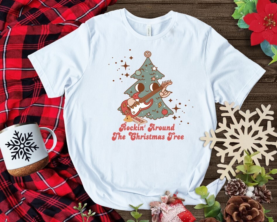 Rockin Around The Christmas Tree Screen Print Transfer