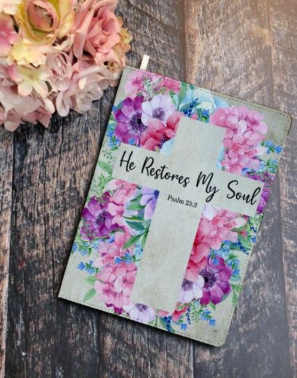He Restores my Soul Journal/Notebook  Spring Floral Sublimation Design