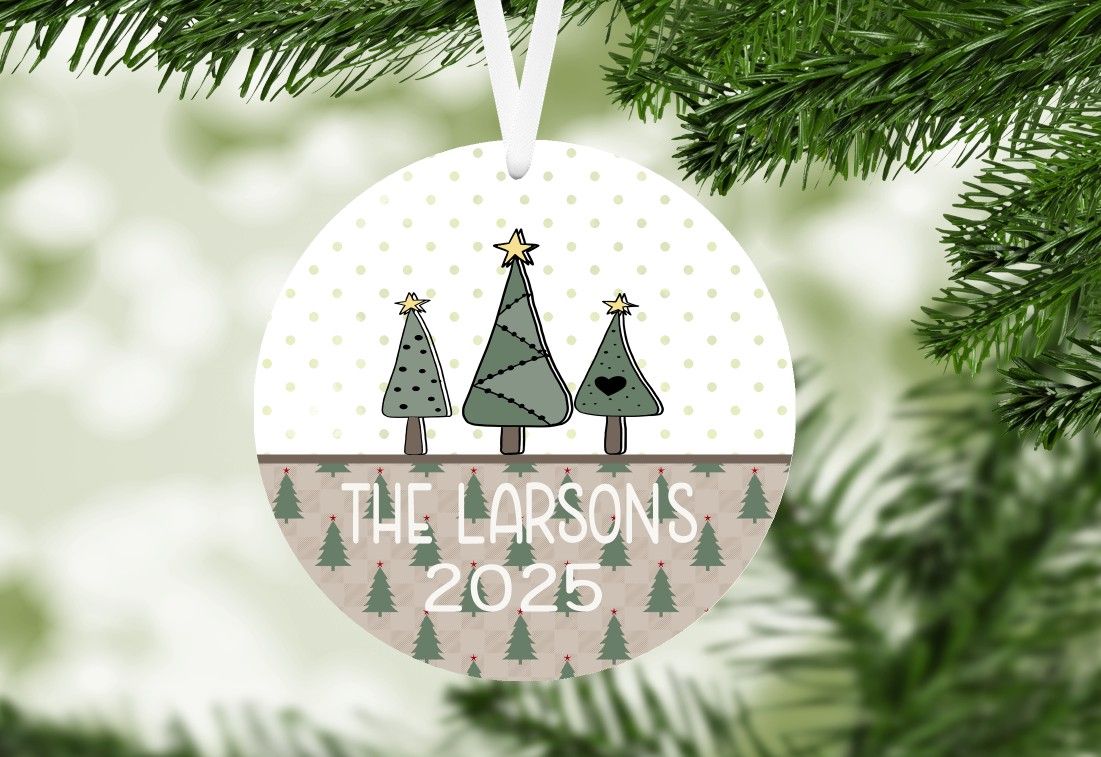 Simple Tree Christmas Ornament Bundle in Round and Square ( not shown)