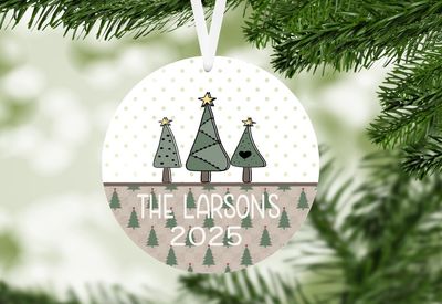 Simple Tree Christmas Ornament Bundle in Round and Square ( not shown)