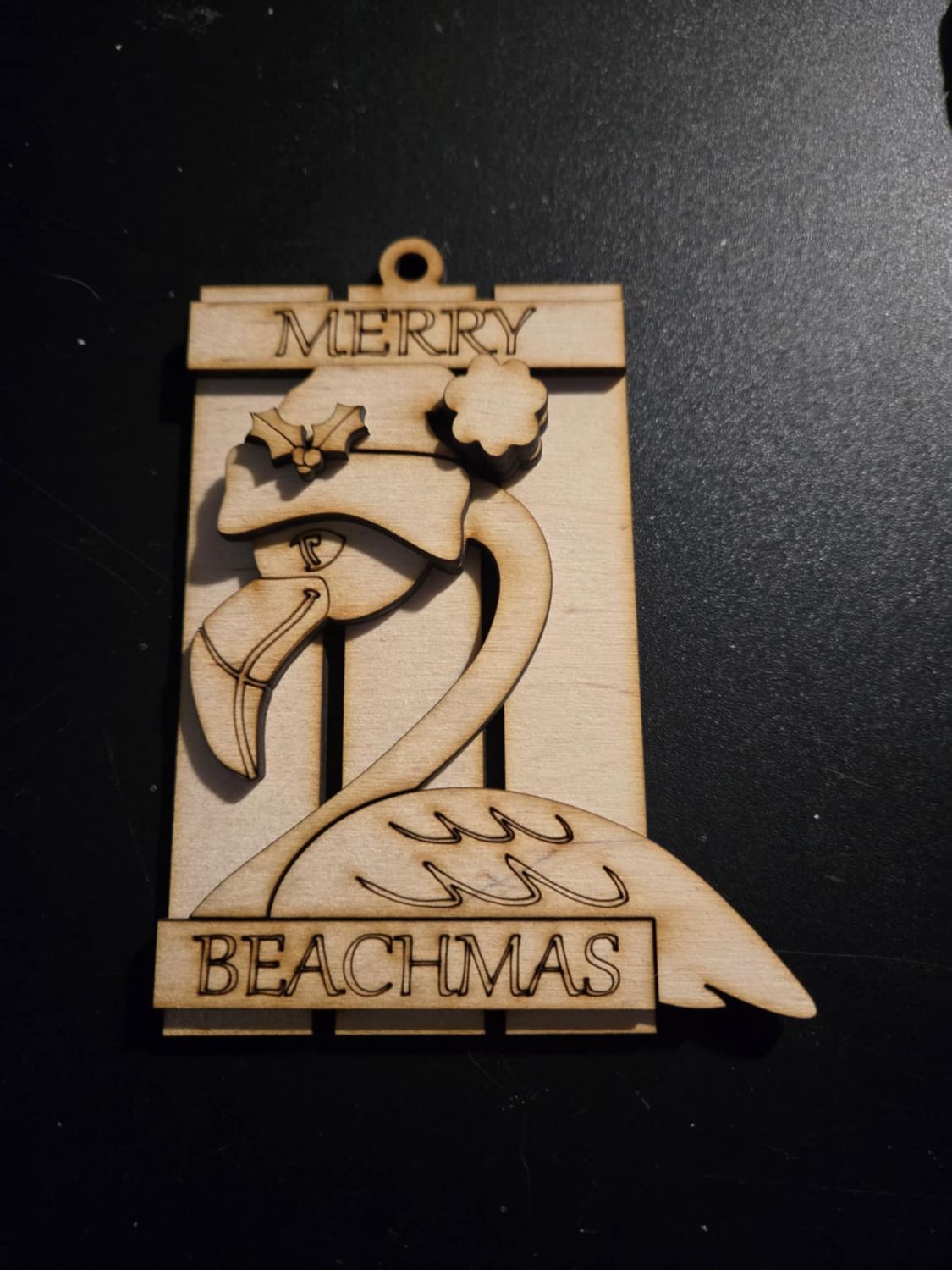 Flamingo Pallet Laser File Ornament