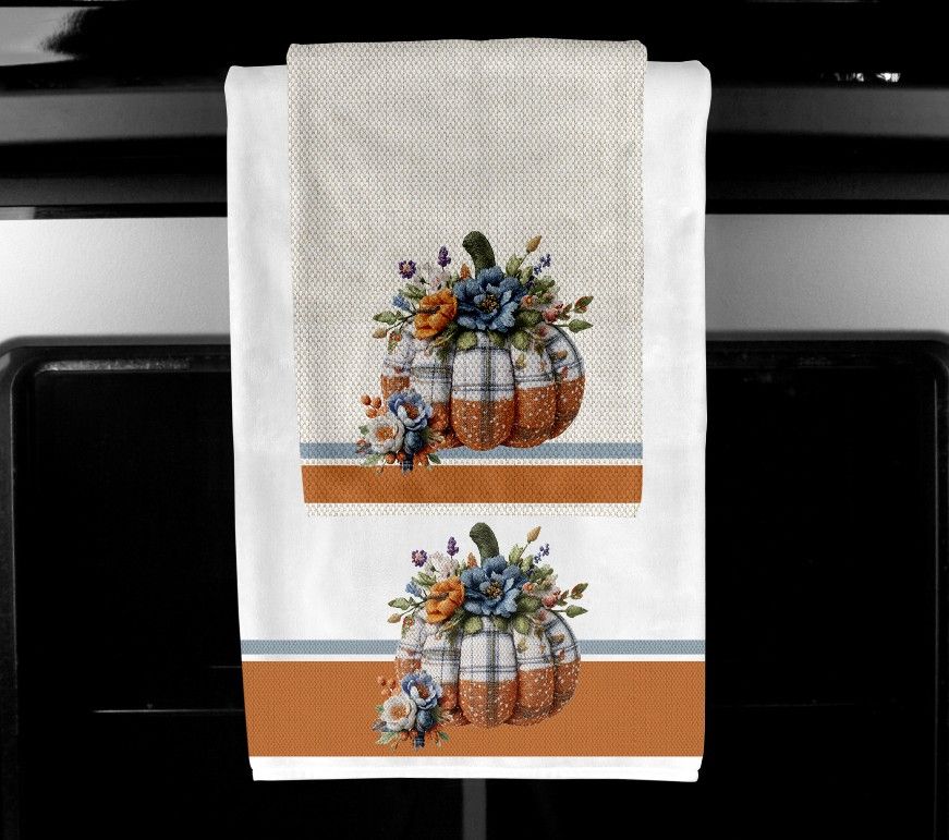 Pumpkin Linen Looking  towel set Digital Design