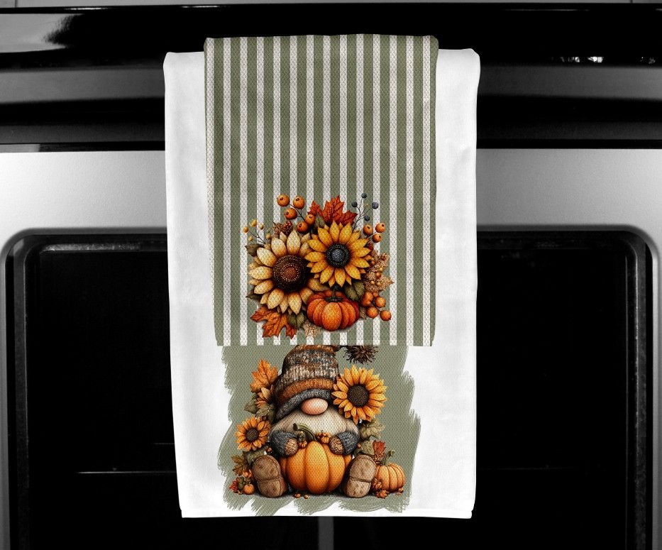 Gnome Fall Floral towel set Digital Design