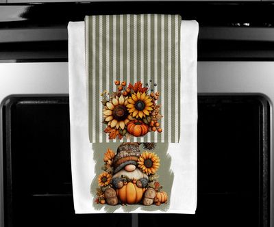 Gnome Fall Floral towel set Digital Design