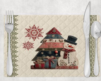 Patchwork and embroidery Placemat and Coaster bundle