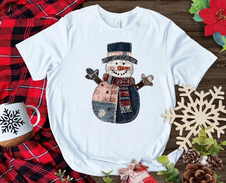 Patchwork Snowman  For DTF or Sublimation