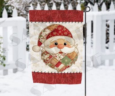 Patchwork Santa  Flag  Sublimation Design