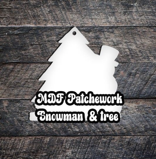 MDF Patchwork Snowman and Tree  5 pack
