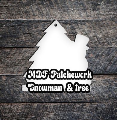 MDF Patchwork Snowman and Tree  5 pack