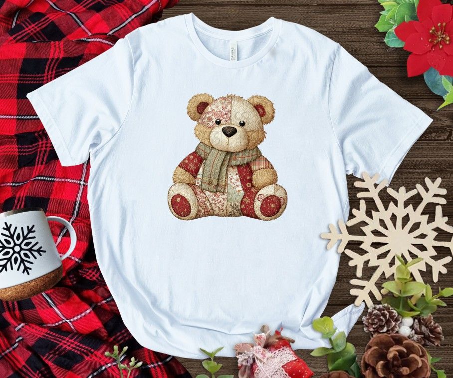 Patchwork Teddy Bear For DTF or Sublimation