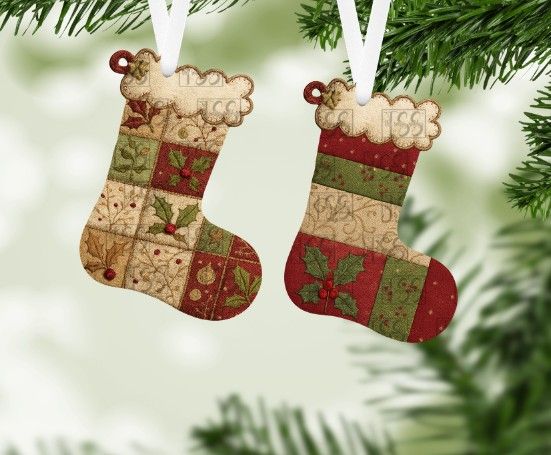 Patchwork Stocking Ornament Sublimation and Laser File