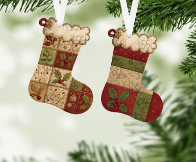 Patchwork Stocking Ornament Sublimation and Laser File