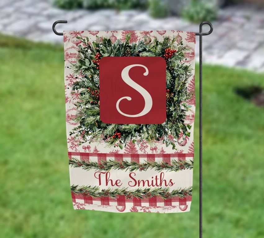 Christmas Toile Garden Flag  Sublimation Design