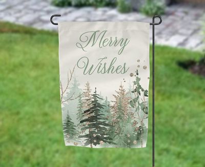Merry Wishes with wording Garden Flag  Sublimation Design