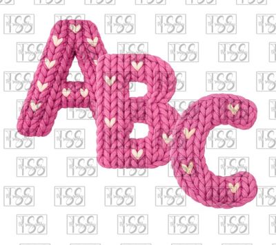 Faux Knit Heart Letters A-Z