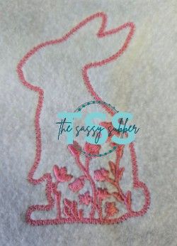 Applique Wild Flower Bunny for Wreath Sashes