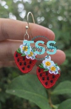 Strawberry FSL Earrings Digital File