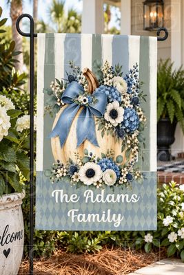 Autumn in Blue Garden Flag  Sublimation Design