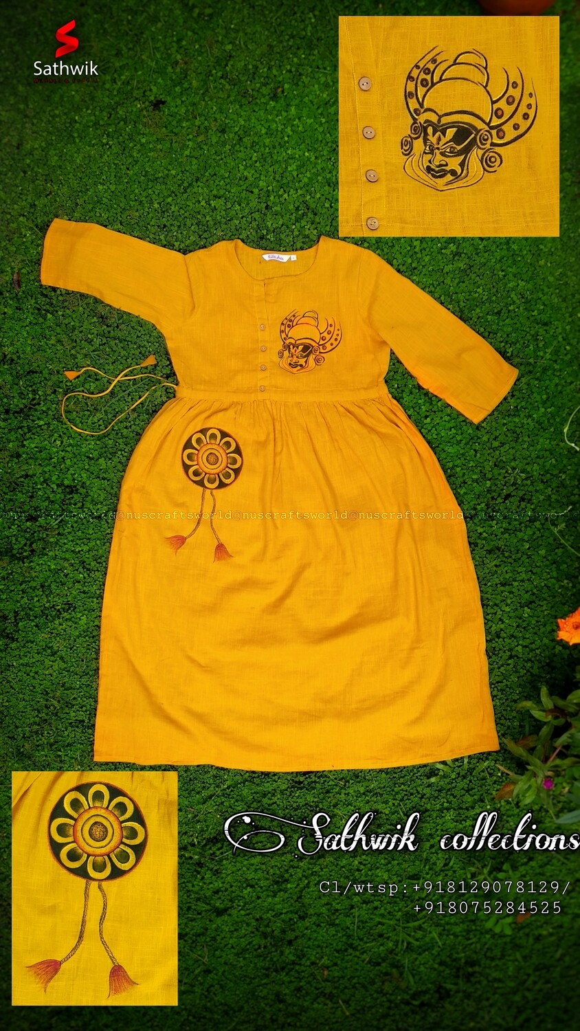 Mural Painted Yellow Top for Ladies