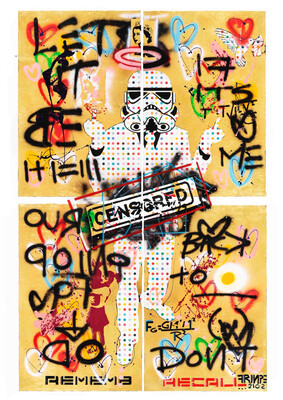 FRINGE | AUTHORITY VS VELOCITY | FINE ART PRINT | 100CM X 70CM | GOLD LEAF embellished R10800.00