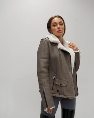CROPPED JACKET SHEARLING CAPPUCCINO