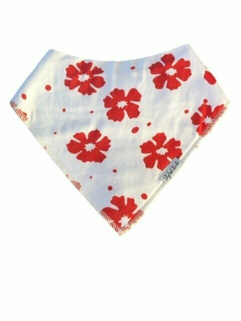 Red Flower Baby Dribble Proof Bandana Bib Red Flower Baby Dribble Proof Bandana Bib